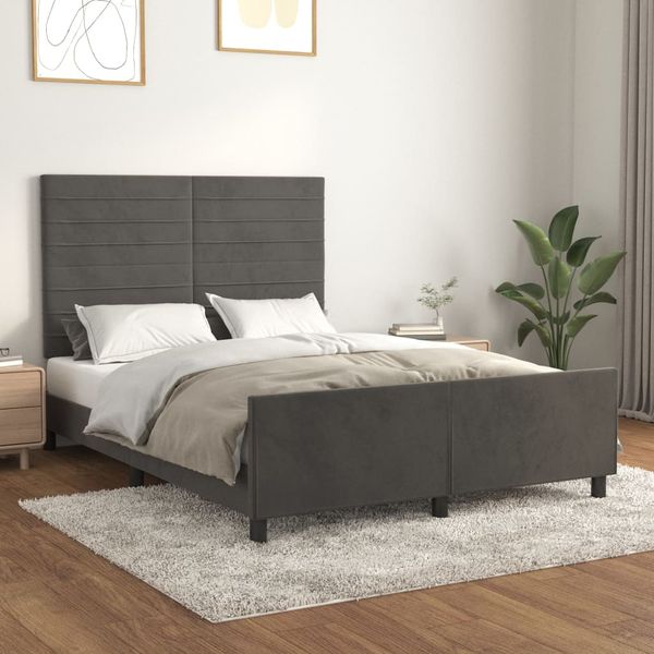 vidaXL Posteľ bez matraca tmavosivý 140x190 cm zamat