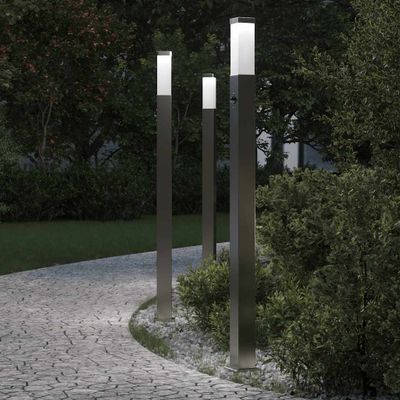 vidaXL Stĺpikové svetlá so senzorom 3 ks 110 cm nehrdzavejúca oceľ IP44