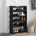 vidaXL Regál na topánky čierny 60x25x100 cm spracované drevo