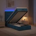 vidaXL Ottoman posteľ s matracom a LED Tmavo modrá 100 x 200 cm Zamat