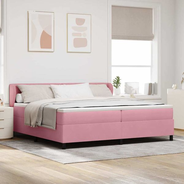 vidaXL Posteľ s pružinovým rámom Ružová 200 x 200 cm Zamat