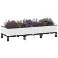 vidaXL Záhradný črepník s kolieskami Biela 120 x 40 x 33 cm PP