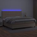 vidaXL Boxspring posteľ matrac a LED kapučínová 200x200 cm umelá koža