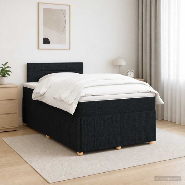 vidaXL Posteľ boxspring s matracom Čierna 120 x 190 cm Látka