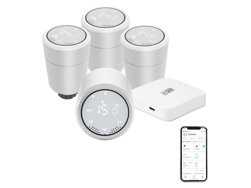 Smart sada termostatických hlavíc a centrálnej jednotky IMMAX NEO 07732C ZigBee Tuya