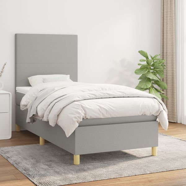 vidaXL Boxspring posteľ s matracom bledosivý 100x200 cm látka