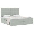 vidaXL Úložná posteľ s čelnou doskou Svetlosivá 200 x 200 cm Zamat