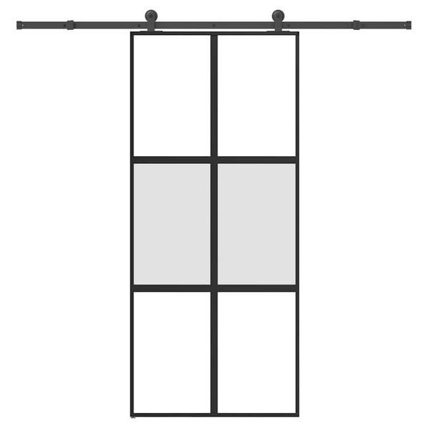 vidaXL Posuvné dvere s kovaním tvrdené sklo a hliník úzke 90x205 cm