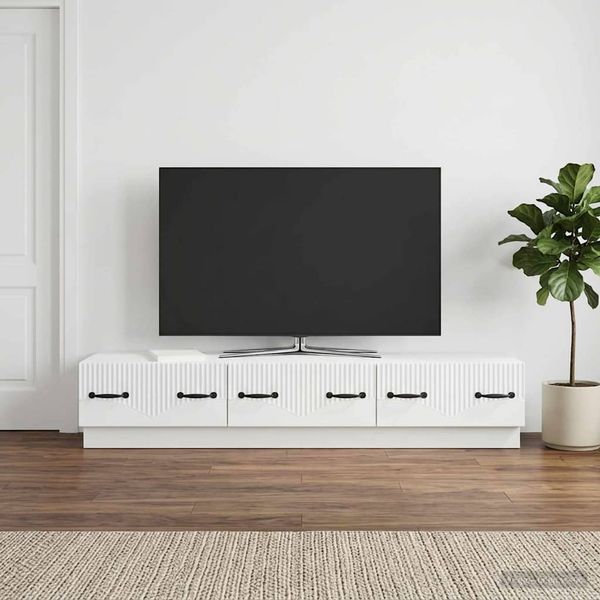vidaXL TV skrinka Biela 147 x 34,5 x 27 cm Kompozitné drevo