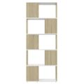 vidaXL Knižnica/deliaca stena biela a dub sonoma 60x24x155 cm