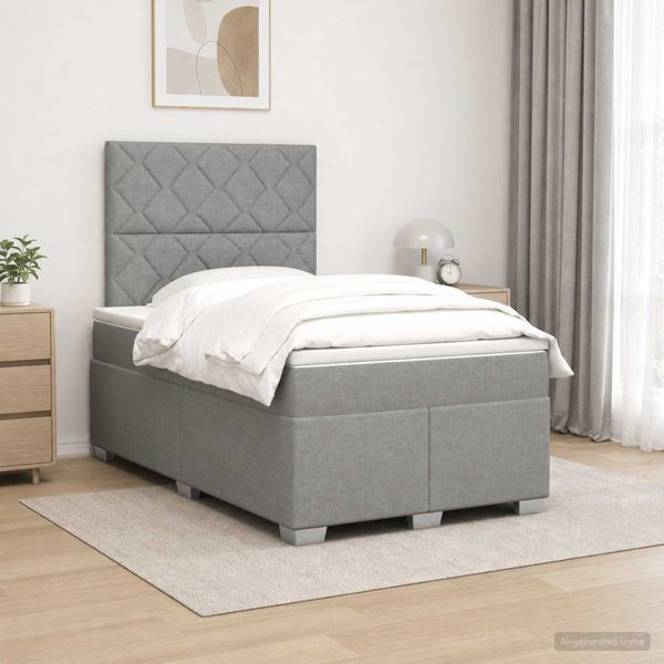 vidaXL Posteľ boxspring s matracom Svetlosivá 120 x 190 cm Látka