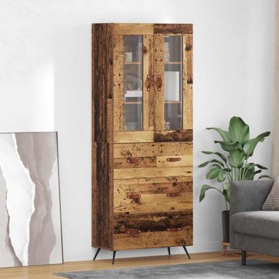 vidaXL Vysoký kabinet so policou 2 pcs Staré drevo Kompozitné drevo