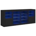 vidaXL Komoda s LED svetlami čierna 163x37x67 cm