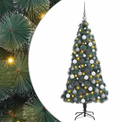 vidaXL Umelý predsvetelný vianočný stromček s guľovým setom 120 cm PET