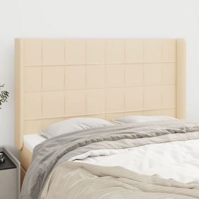 vidaXL Čelo postele so záhybmi krémový 147x16x118/128 cm látka