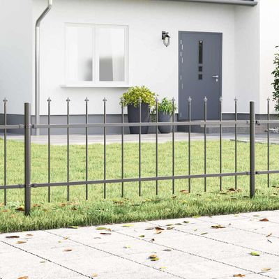 vidaXL Záhradný plot 2 pcs Sivá 3,4 x 0,6 m Práškovaná oceľ
