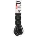 Predlžovací kábel 5 m / 4 zásuvky / čierny / PVC / 1 mm2