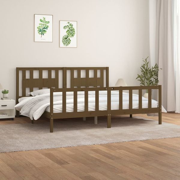 vidaXL Posteľný rám a čelo medový masív. borovica 180x200cm Super King