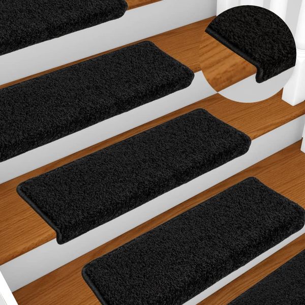 vidaXL Schodové rohože 5 ks 65x21x4 cm čierne s obdĺžnikovým okrajom