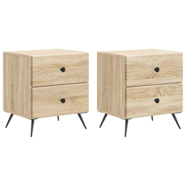 vidaXL Nočný stolík so zásuvkou 2 pcs Dub sonoma 43 x 34,5 x 47,5 cm
