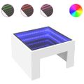 vidaXL Konferenčný stolík s nekonečnými LED biely 50x50x30 cm