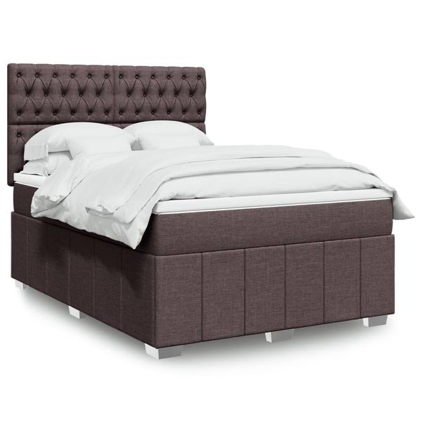 vidaXL Boxspring posteľ s matracom tmavohnedá 140x200 cm látka