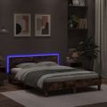 vidaXL Posteľný rám s čelom a LED hnedý dub 140x200 cm