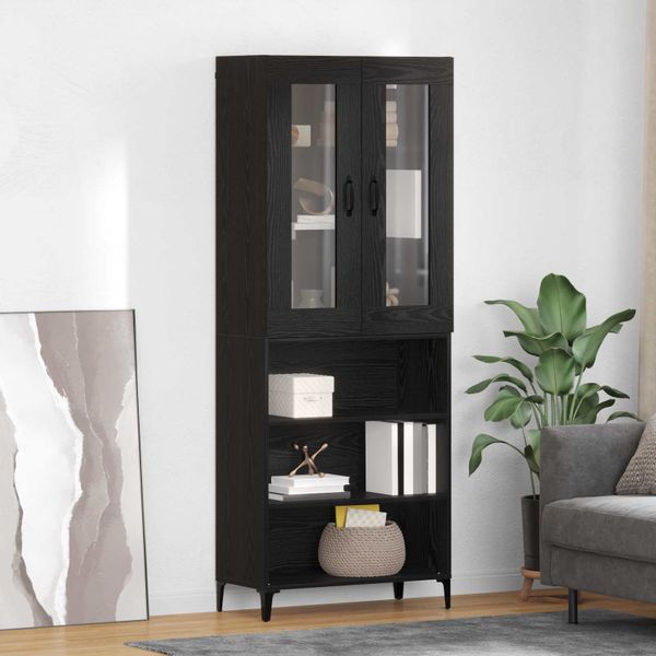 vidaXL Highboard Čierny dub 69,5 x 34 x 180 cm Kompozitné drevo