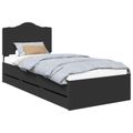 vidaXL Rám postele so zásuvkou Čierny 75 x 190 cm Inžinierske drevo