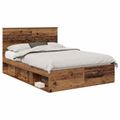 vidaXL Rám postele Staré drevo 135 x 190 cm Masívne borovicové drevo