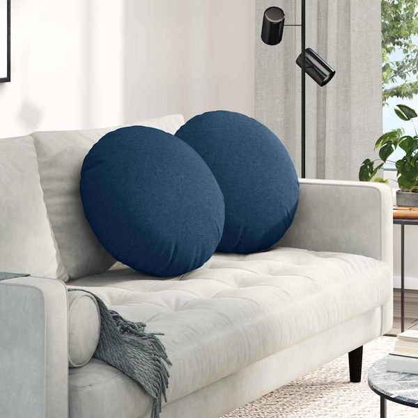 vidaXL Vankúše na sedenie 2 pcs Modrá Ø50 x 19 cm látka