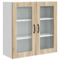 vidaXL Nástenný sklenený kabinet PORTO Sonoma dub 80 x 31 x 80 cm