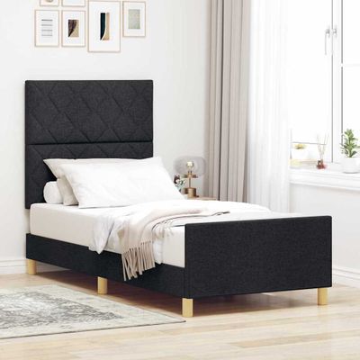 vidaXL Rám postele s čelnou doskou Čierna 100 x 200 cm látka