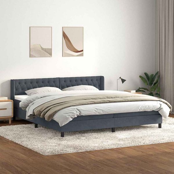 vidaXL Box Spring Posteľ s matracom Tmavosivá 180x220 cm Zamat