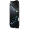 Guess Case Magsafe PU kožené puzdro s trojuholníkovým logom a strieborným kovovým rámom fotoaparátu pre iPhone 17 Pro Čierna