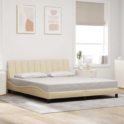 vidaXL Rám postele bez matraca Hanko krémová 180x200 cm látka