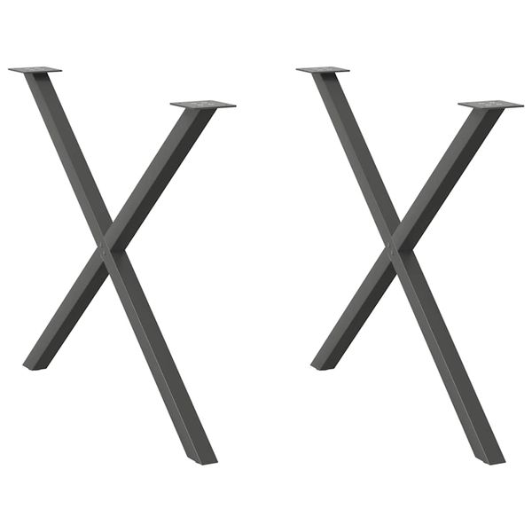 vidaXL Nohy k jedálenskému stolu v tvare X, 2 ks, antracitové, 90 x (72-73) cm, oceľ
