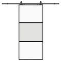 vidaXL Posuvné dvere s kovaním čierne 90x205 cm tvrdené sklo