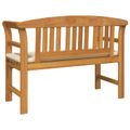 vidaXL Ružová lavička s vankúšom Krémová biela 114 x 46 x 82,5 cm