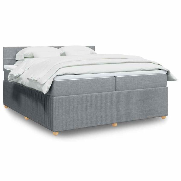 vidaXL Posteľný rám boxsping s matracom bledosivý 200x200 cm látka