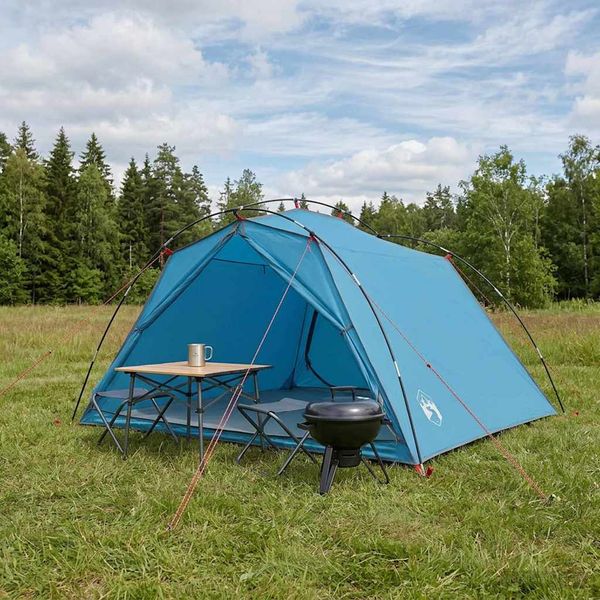 vidaXL Tunelový stan Modrá Pre 4 osoby 185T Polyester s PU náterom