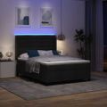 vidaXL LED box s pružinami s matracmi Čierna 160 x 200 cm látka