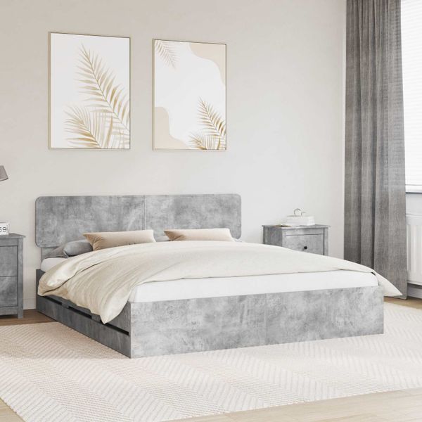 vidaXL Rám postele Betónovo Sivá 180 x 200 cm Konštruované drevo