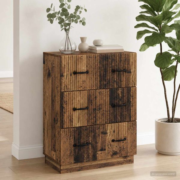 vidaXL Zásuvkový kabinet Staré drevo 66 x 34,5 x 87 cm