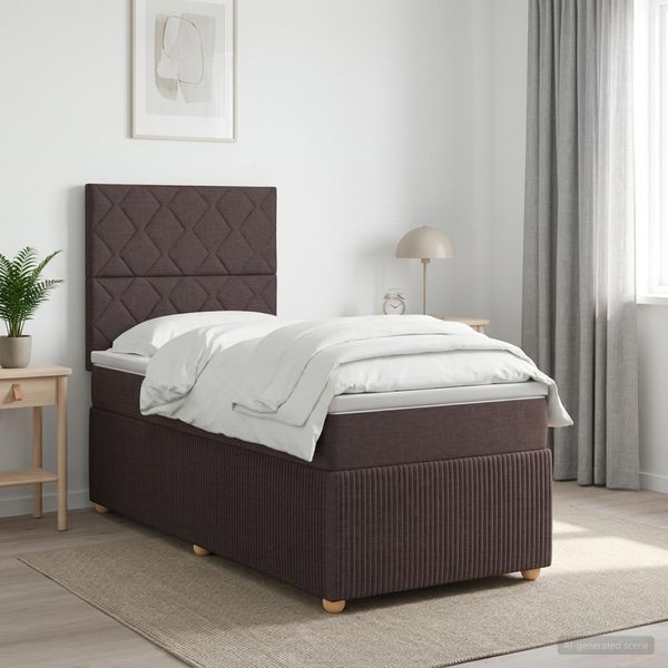vidaXL Posteľ boxspring s matracom Tmavohnedá 100 x 200 cm Látka