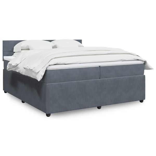 vidaXL Posteľný rám boxspring s matracom tmavosivý 200x200 cm zamat