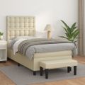 vidaXL Boxspring posteľ s matracom krémová 90x200 cm umelá koža