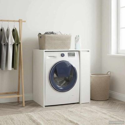 vidaXL Kabinet na práčku Biela 87 x 60 x 89 cm Kompozitné drevo