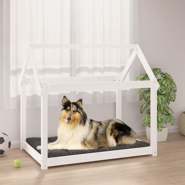 vidaXL Posteľ pre psa biela 101x70x90 cm borovicový masív