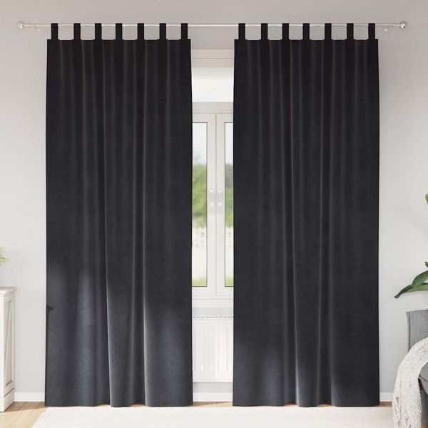 vidaXL Zatemňovacie závesy 2 pcs Tmavo šedá 140 x 225 cm Zamat